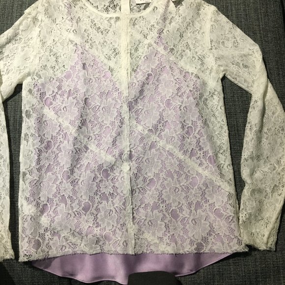 Floral lace long-sleeve top, 38/M, NWT - Picture 5 of 5